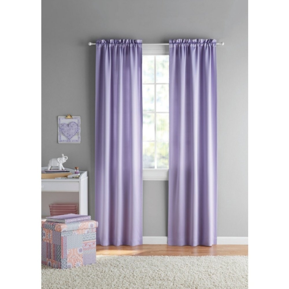 Your Zone Room Darkening Rod Pocket Curtain Panel Pair, Set of 2, Purple